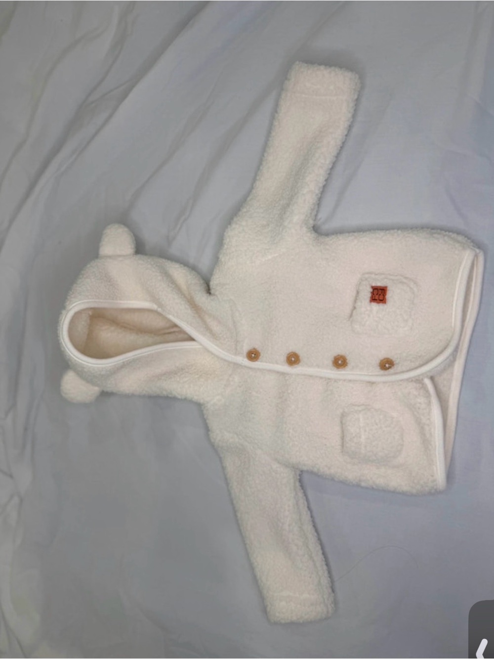 French Connection Cream Teddy Hooded Baby Coat